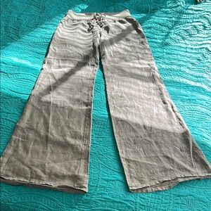 Krista Gray/taupe Wide Leg Linen Pants XS
